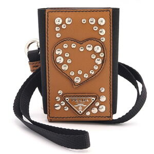 Prada Phone Holder Brown Black Smartphone Heart Logo